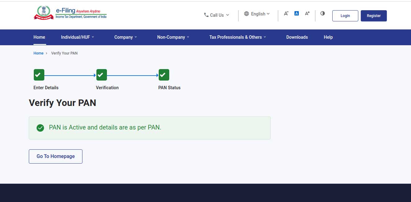 Check Pan Card Status Active Or Not