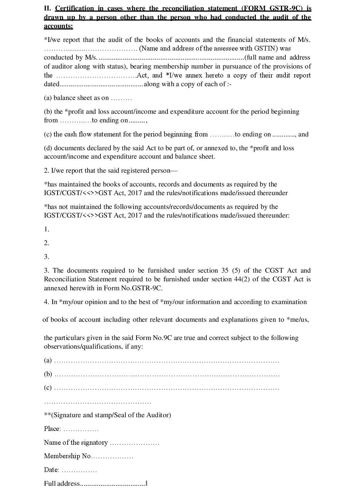 GSTR 9C Form Certification Part 2