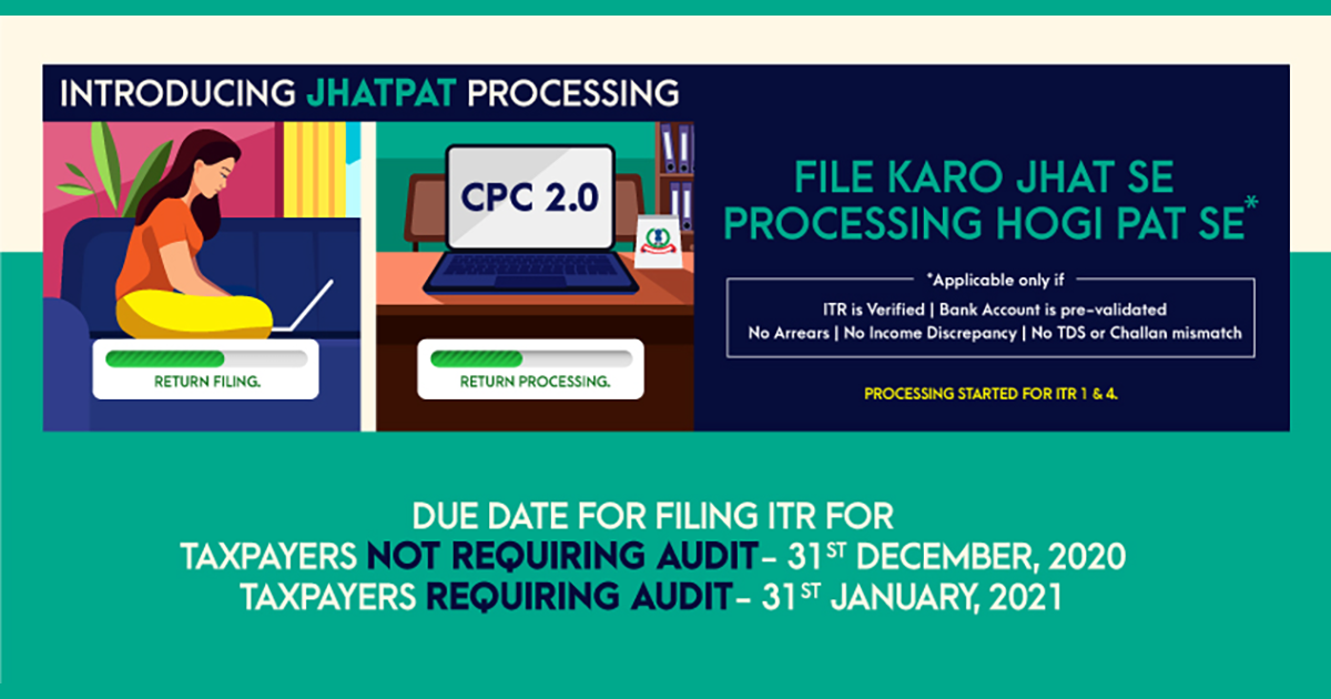 CPC 2.0 Jhatpat Processing for ITR 1 and 4