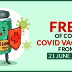 Free of Cost Covid Vaccines from 21 June 2021