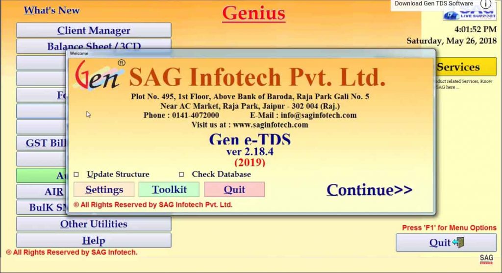 Gen TDS Software Dashboard 