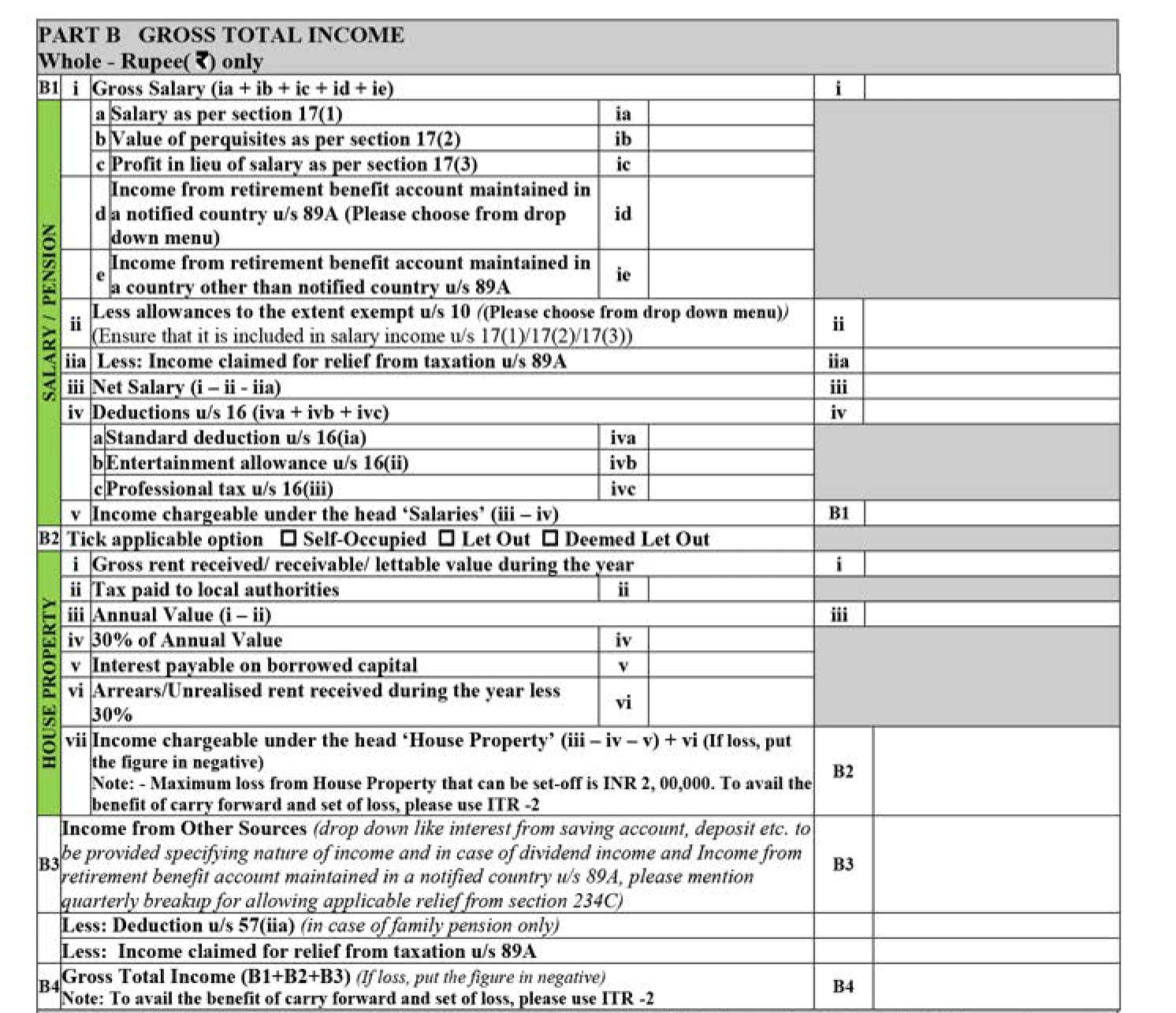 Itr Form For Ay 2023 24 Printable Forms Free Online