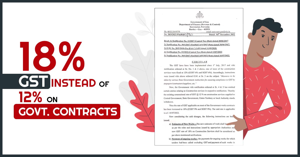 18% GST Instead of 12% on Govt. Contracts