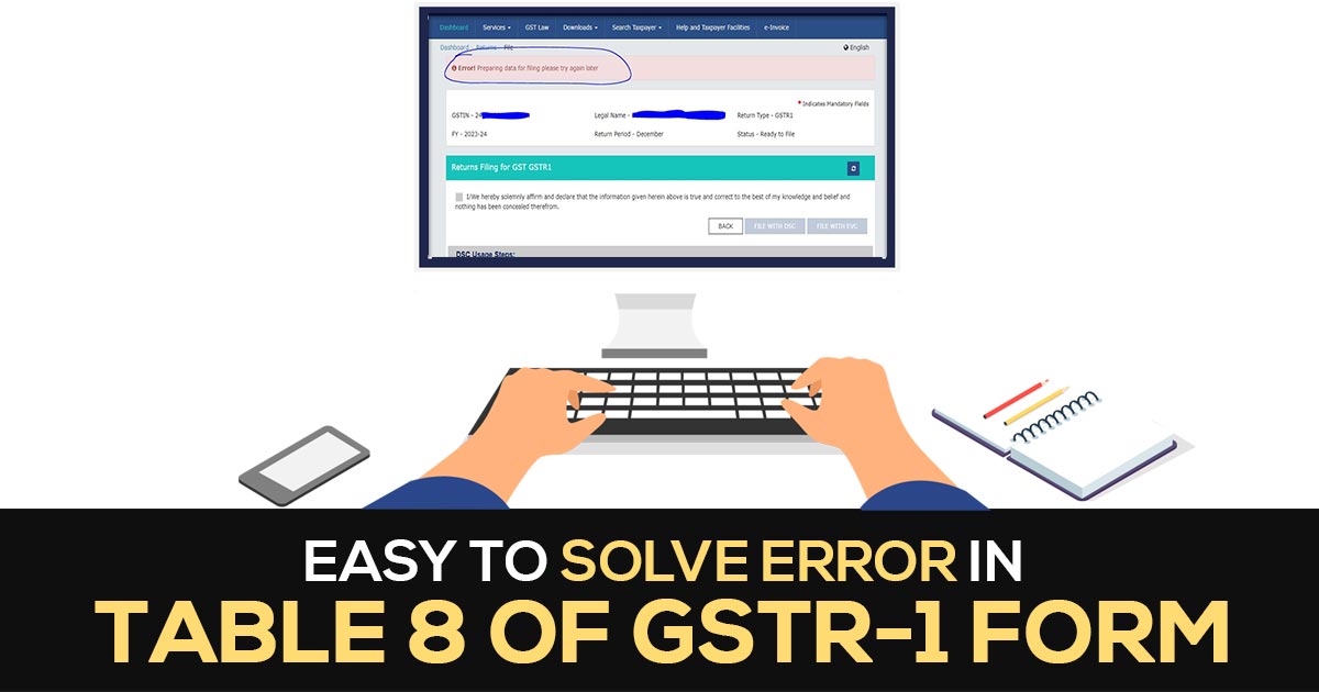Easy to Solve Error in Table 8 of GSTR-1 Form