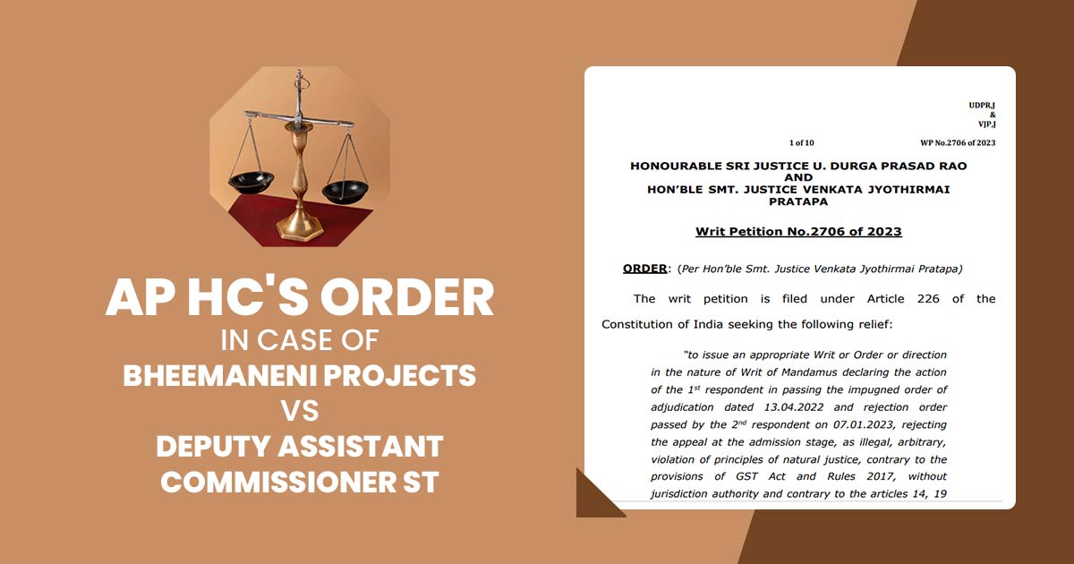 AP HC's Order In Case of Bheemaneni Projects Vs Deputy Assistant Commissioner ST