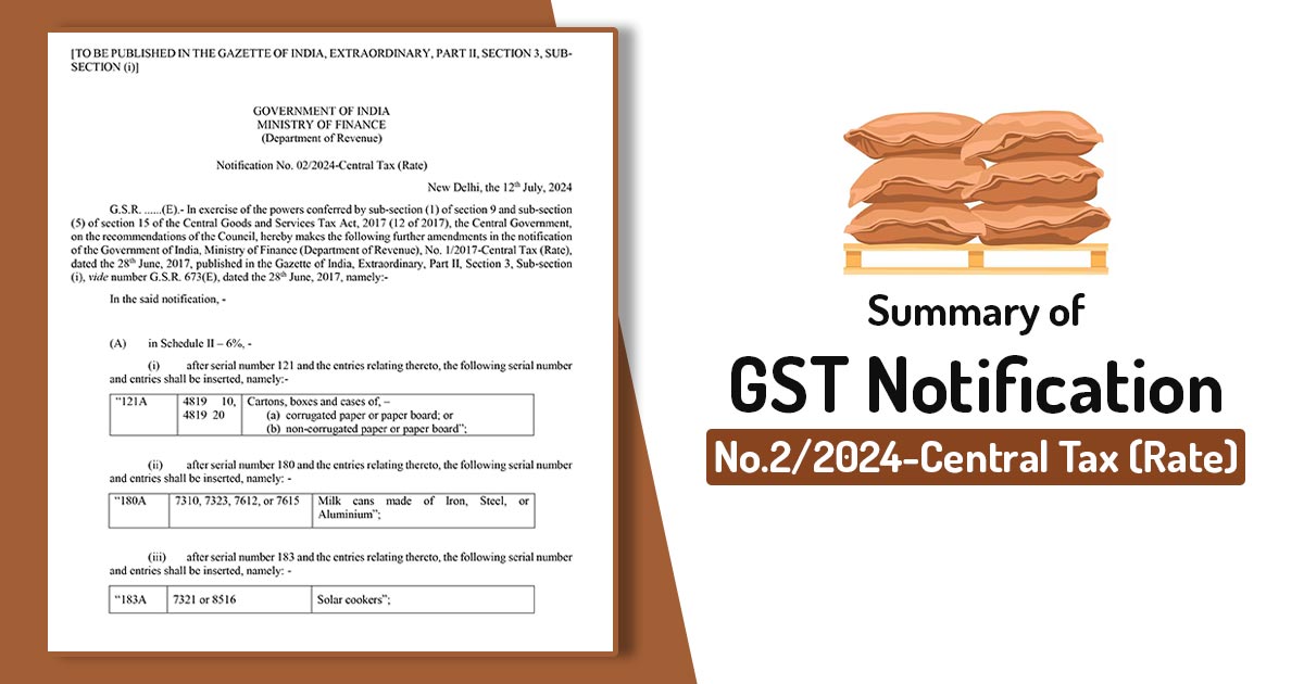 Summary of GST Notification No.2/2024-Central Tax (Rate)
