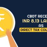 CBDT Receives INR 8.13 Lakh Cr as Direct Tax Collection