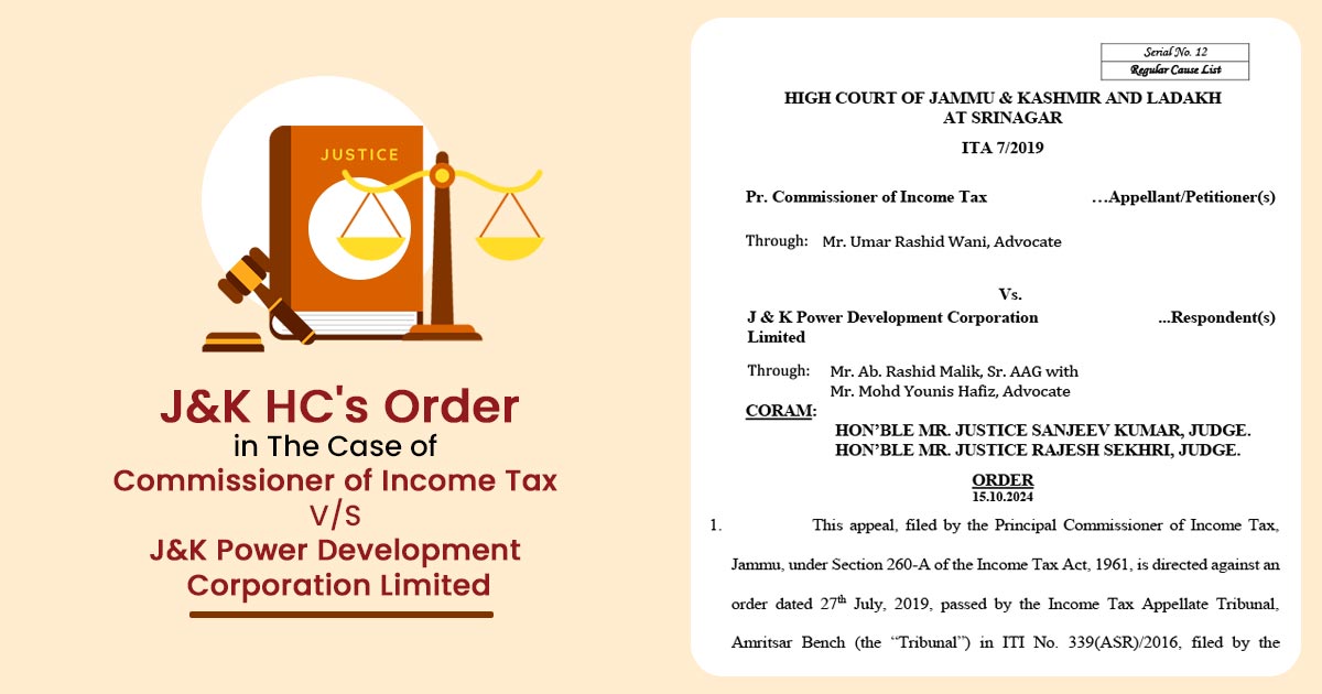 J&K HC Order in The Case of Commissioner of Income Tax V/S J & K Power Development Corporation Limited