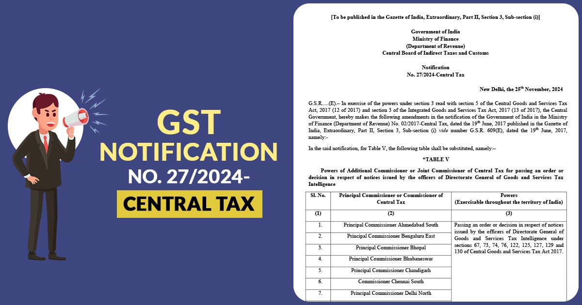 GST Notification No. 27/2024-Central Tax