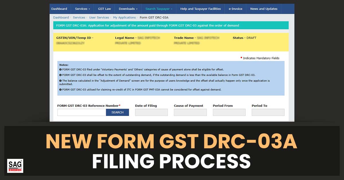 New Form GST DRC-03A Filing Process