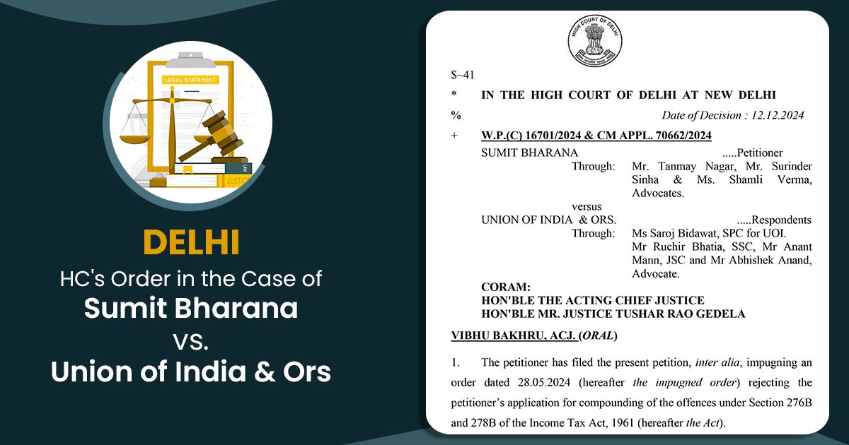 Delhi HC's Order in the Case of Sumit Bharana vs. Union of India & Ors