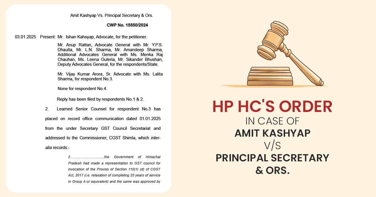 HP HC's Order in Case of Amit Kashyap vs. Principal Secretary & Ors.