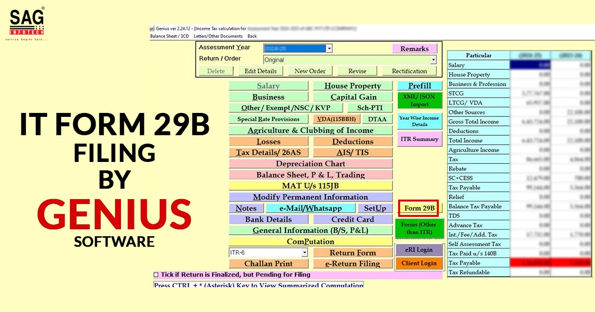 IT Form 29B Filing By Genius Software