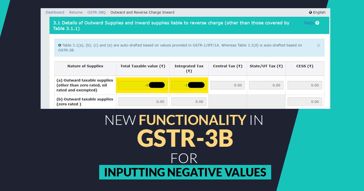 New Functionality in GSTR-3B for Inputting Negative Values