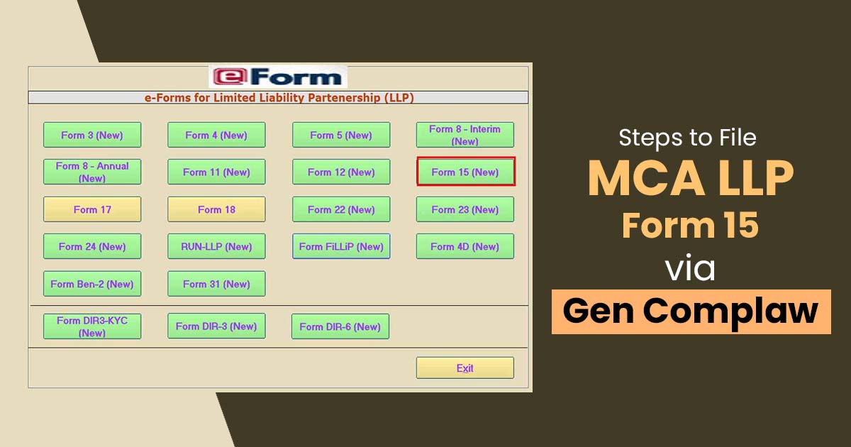 Steps to File MCA LLP Form 15 via Gen Complaw