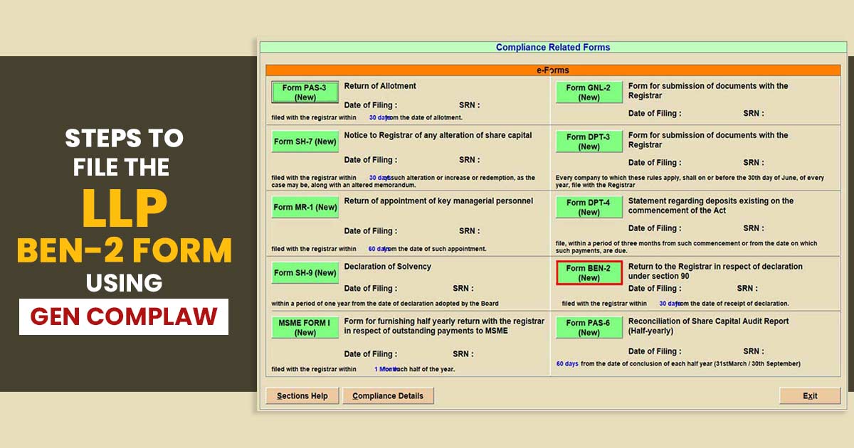 Steps to File the LLP BEN-2 Form Using Gen Complaw