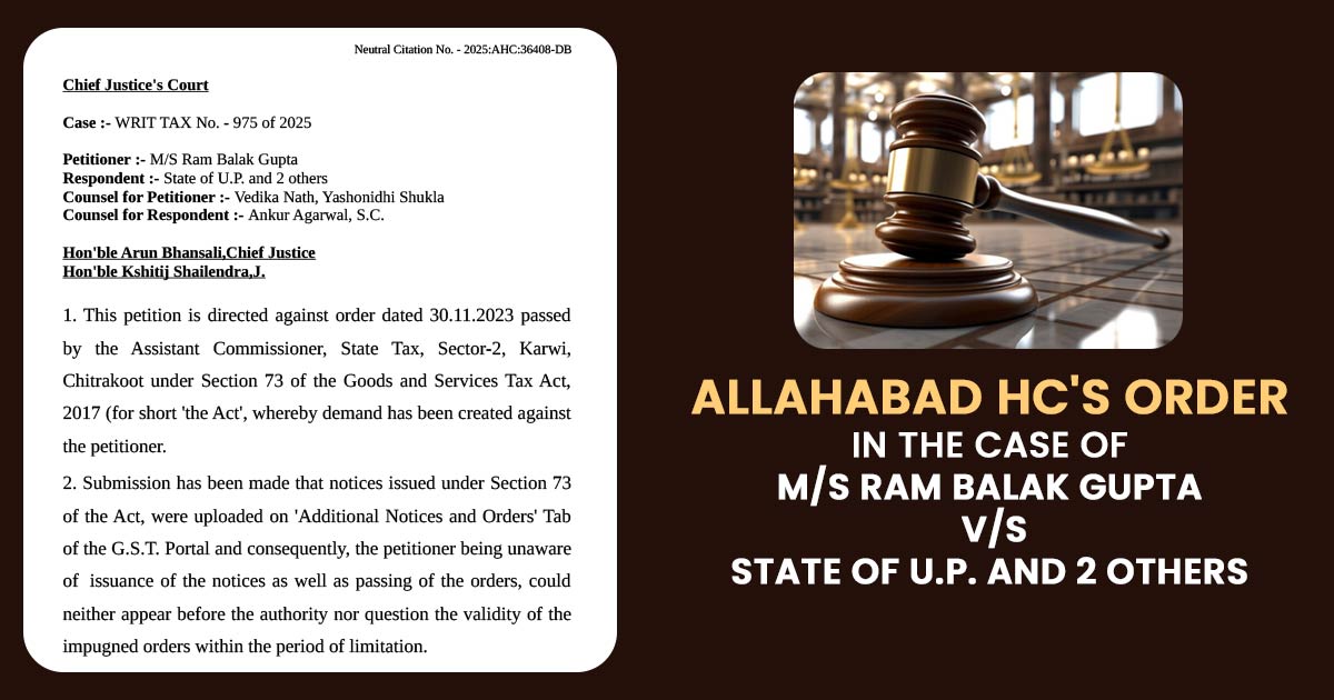 Allahabad HC's Order in The Case of M/S Ram Balak Gupta vs. State of U.P. and 2 others