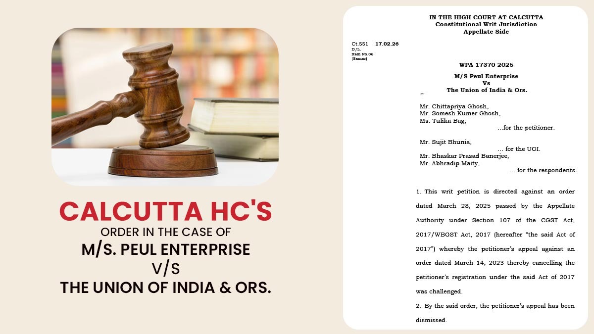 Calcutta HC's Order in The Case of M/s. Peul Enterprise vs. The Union of India & Ors.