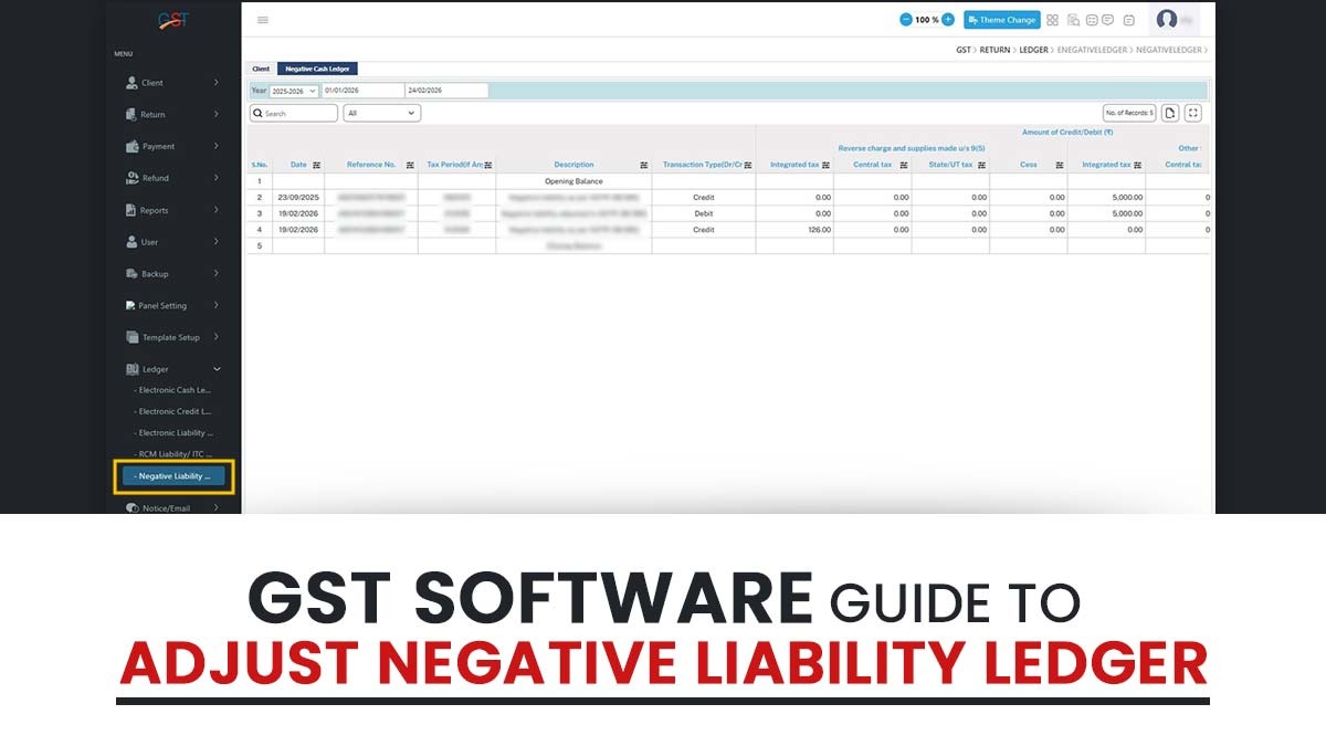 GST Software Guide to Adjust Negative Liability Ledger