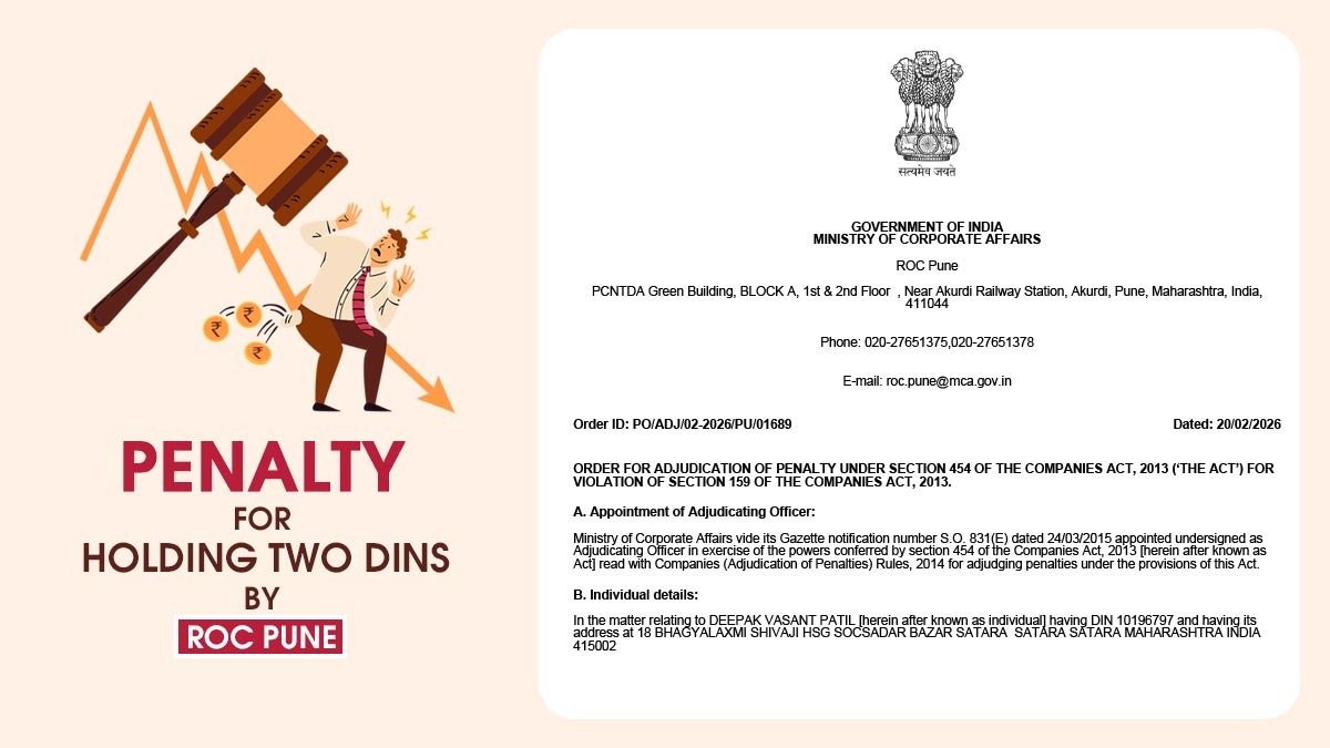 Penalty for Holding Two DINs by ROC Pune