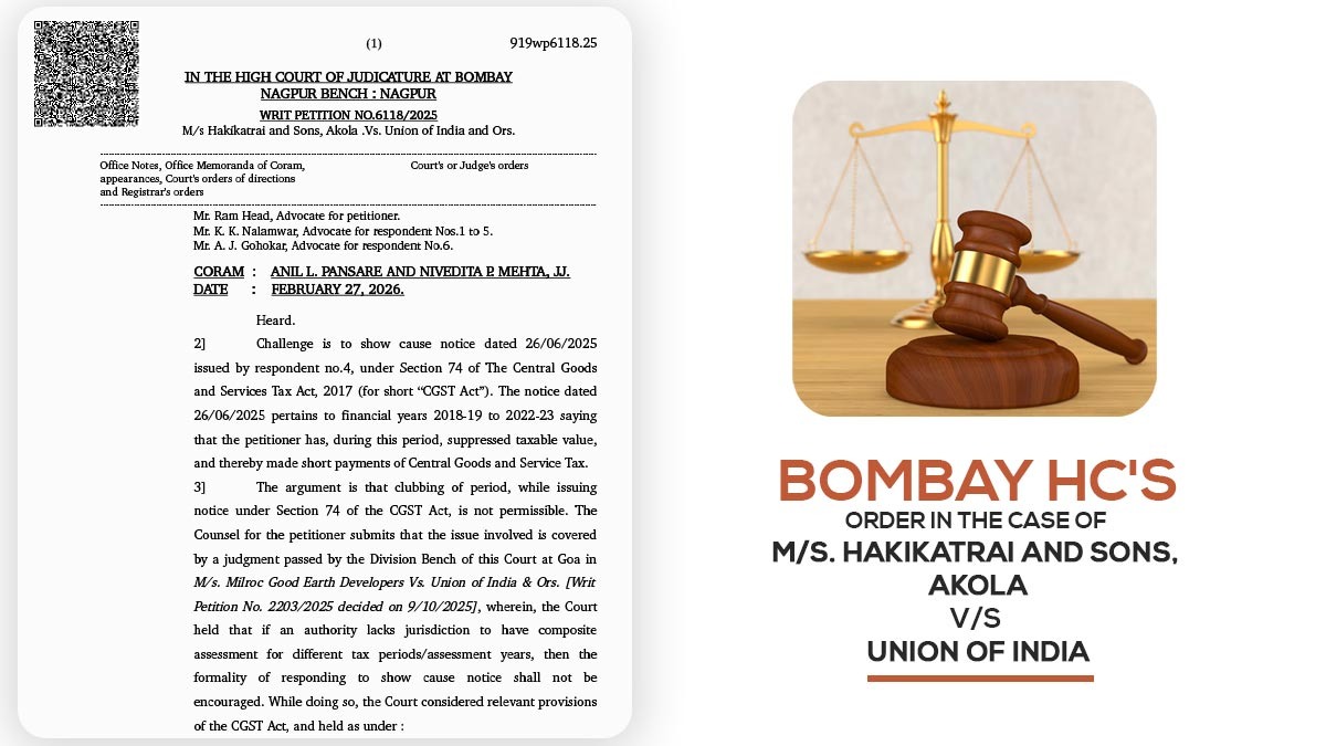 Bombay HC's Order in The Case of M/s. Hakikatrai and Sons, Akola vs. Union of India