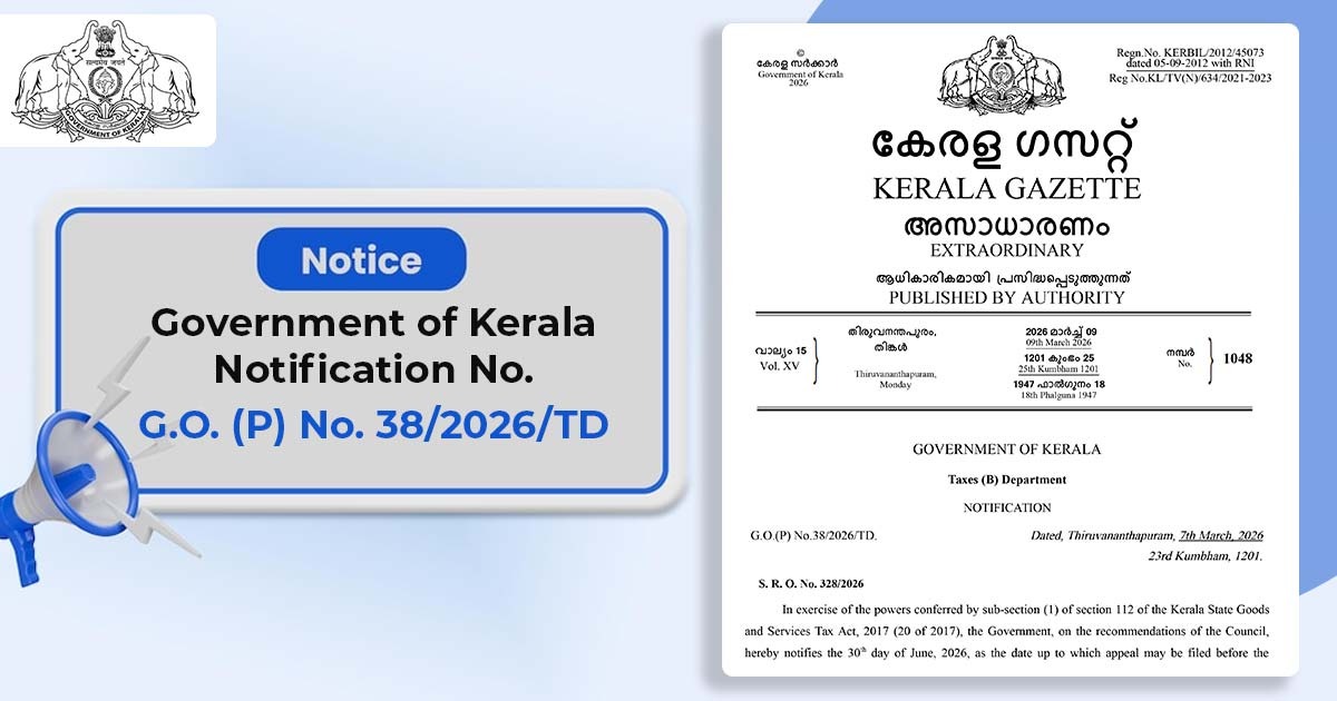 Government of Kerala Notification No. G.O. (P) No. 38/2026/TD