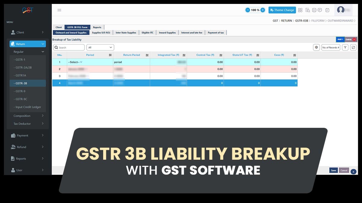 GSTR 3B Liability Breakup with GST Software