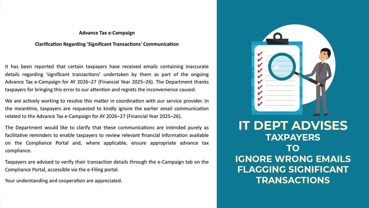 IT Dept Advises Taxpayers to Ignore Wrong Emails Flagging Significant Transactions