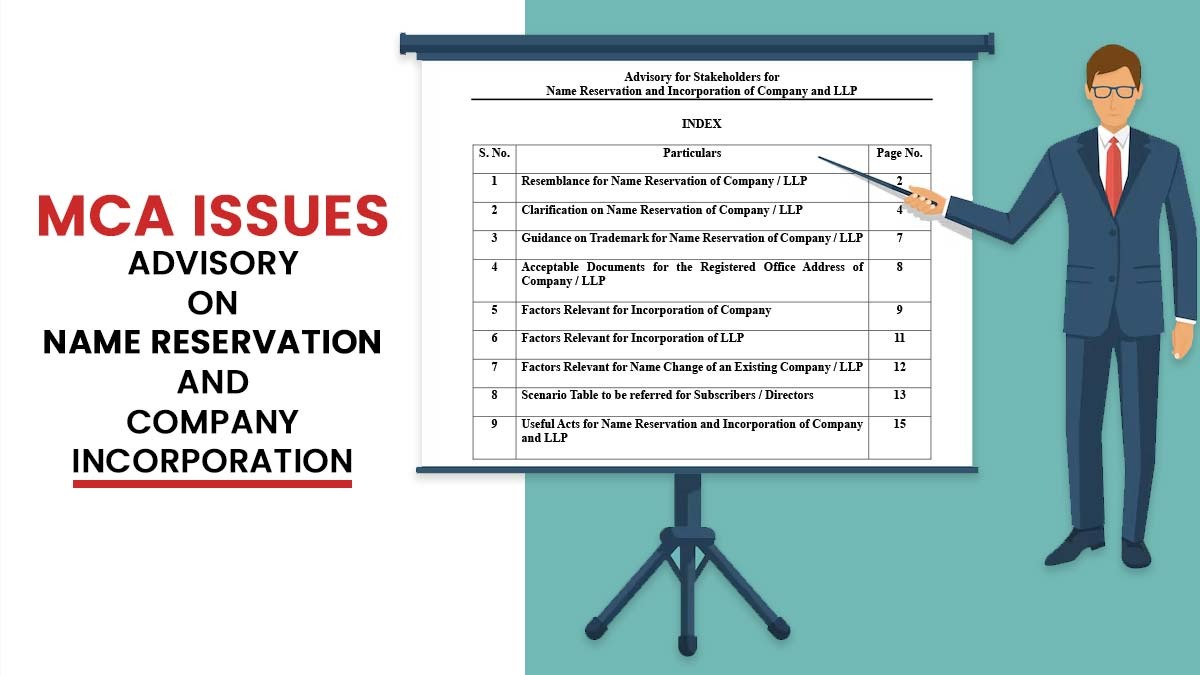 MCA Issues Advisory on Name Reservation and Company Incorporation