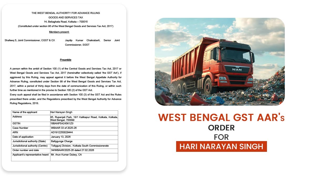 West Bengal GST AAR's Order for Hari Narayan Singh