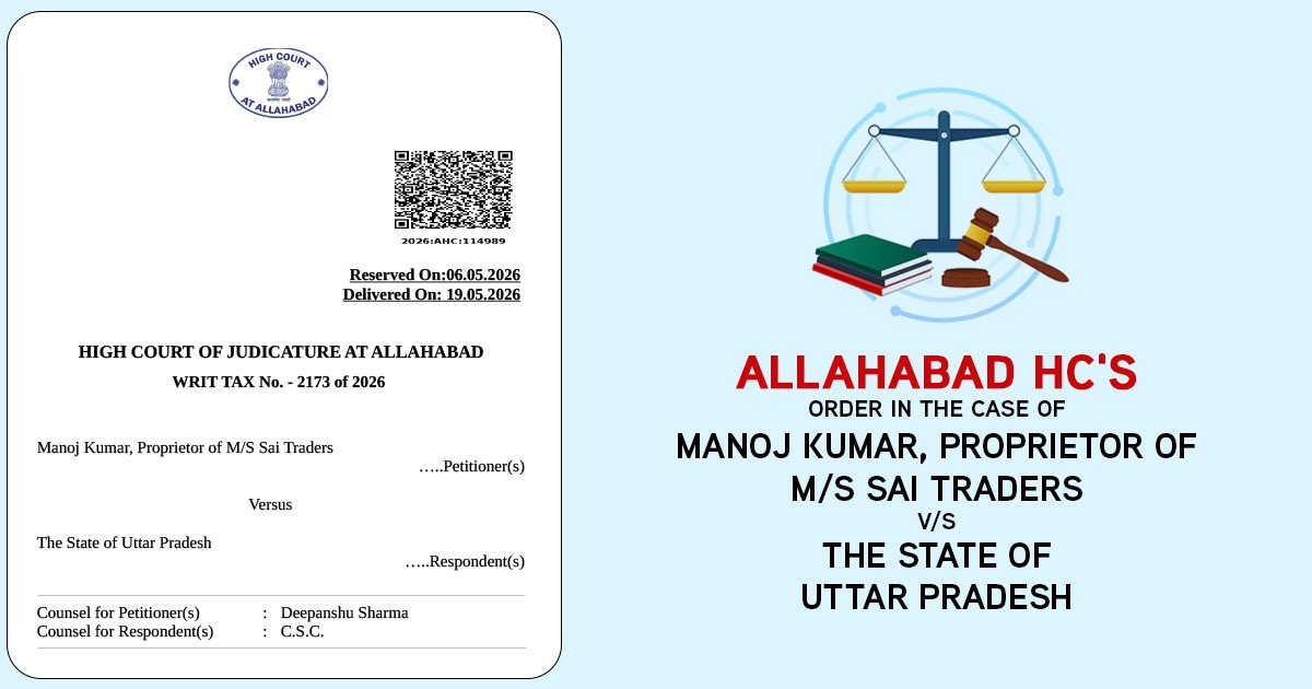 Allahabad HC Order Case Of Manoj Kuma Proprietor Vs State Of Uttar Pradesh