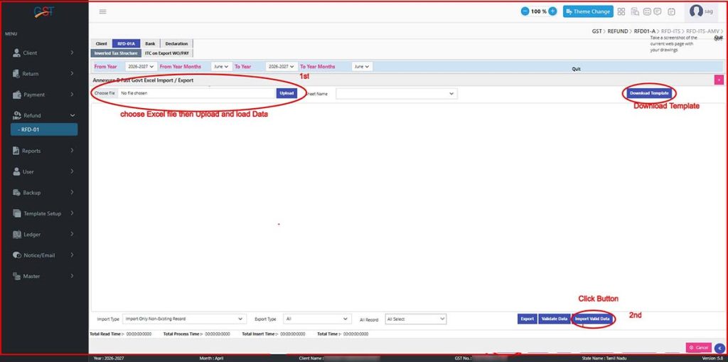 Gen GST Software choose the Excel file