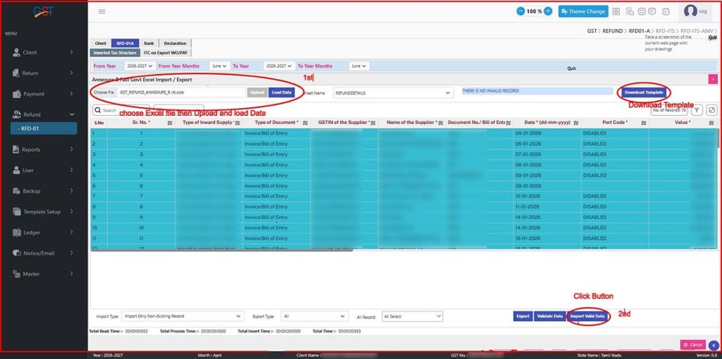 Gen GST Software Import Valid Data