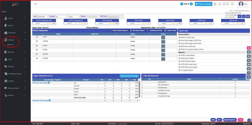 Gen GST Software Refund Option