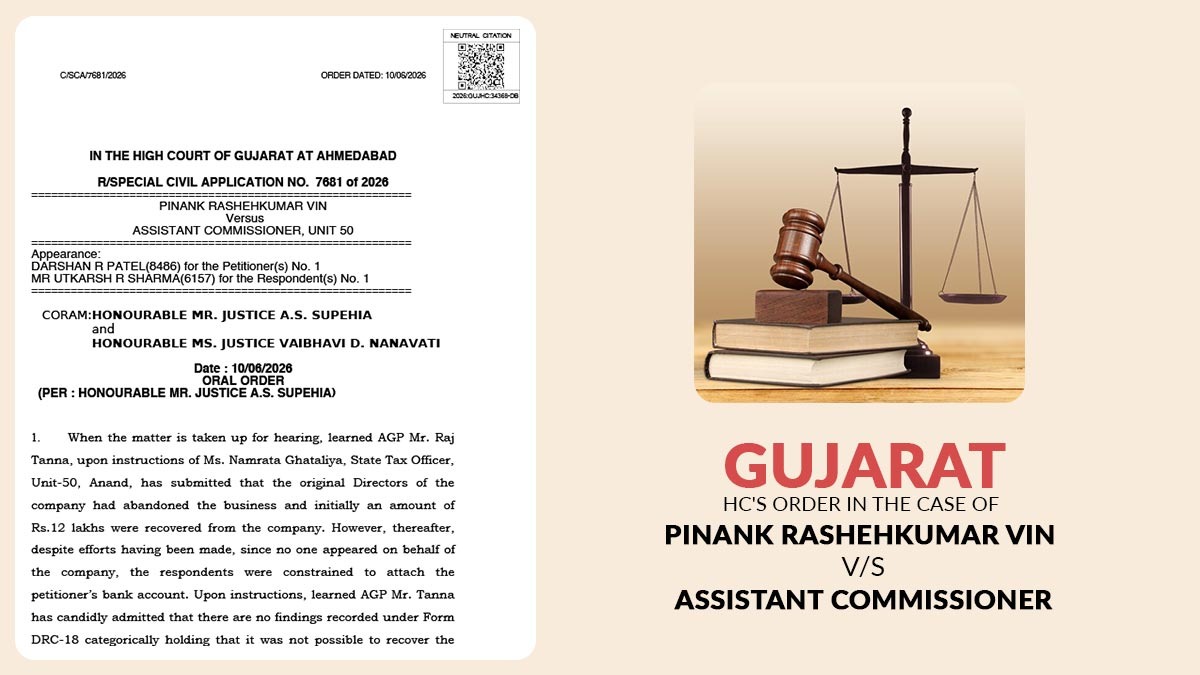Gujarat HC's Order in The Case of Pinank Rashehkumar Vin Versus Assistant Commissioner