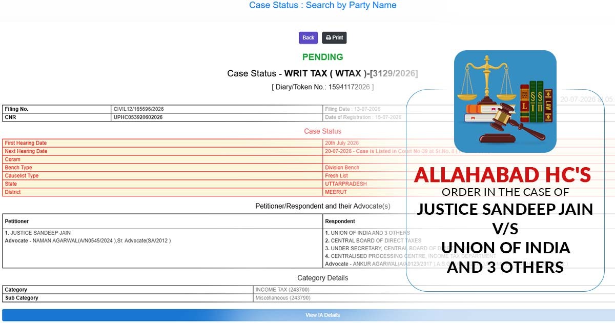 Allahabad HC's Order in the Case of Justice Sandeep Jain vs. Union of India and 3 Others