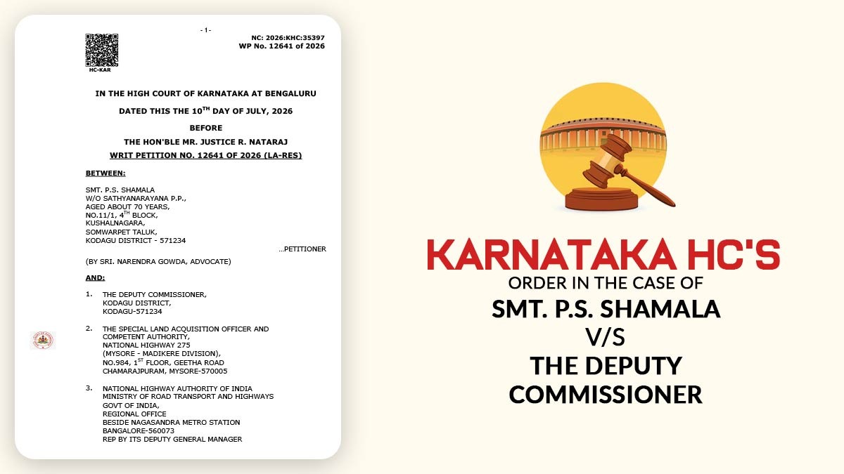 Karnataka HC's Order in The Case of Smt. P.S. Shamala vs. The Deputy Commissioner