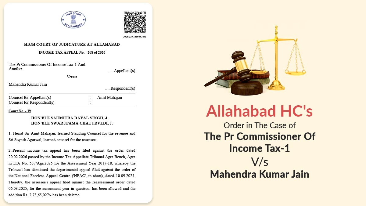 Allahabad HC's Order in The Case of The Pr Commissioner Of Income Tax-1 vs. Mahendra Kumar Jain