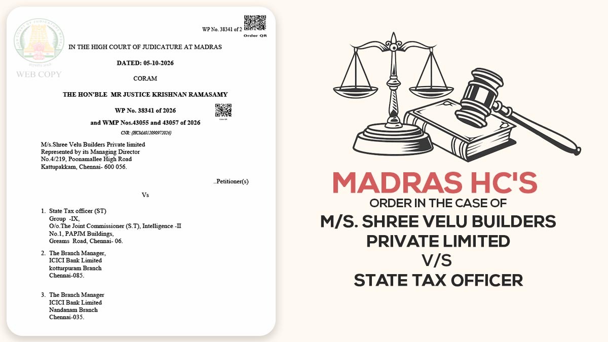 Madras HC Shree Velu Builders Private limited vs State Tax officer