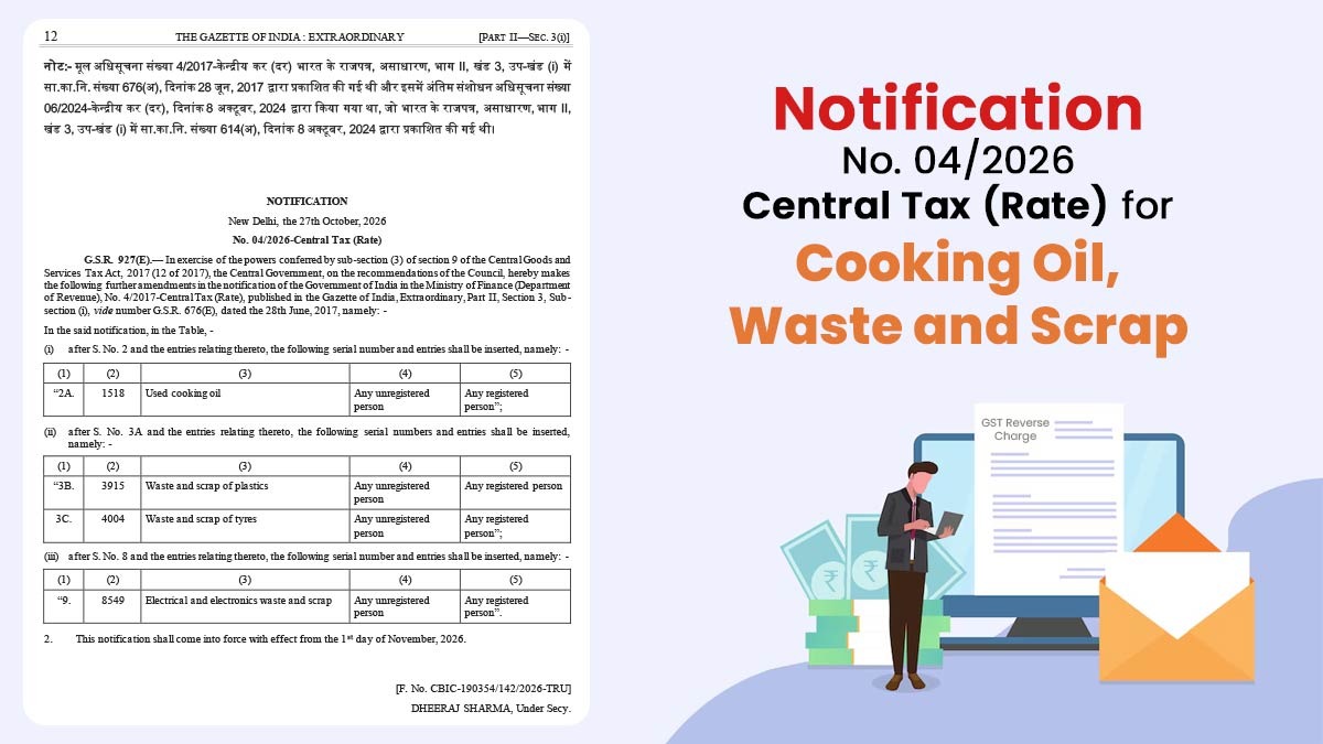 Notification No. 04/2026-Central Tax (Rate) for Cooking Oil, Waste and Scrap